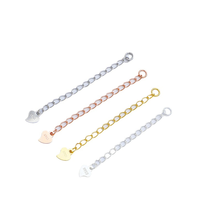 10pcs 3-5cm S925 Sterling Silver Heart Extension Chain