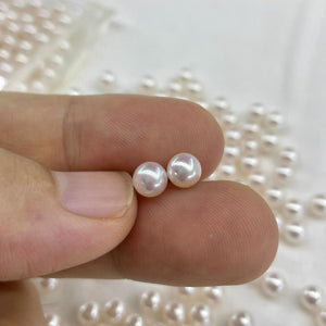 5A 4-10mm White Akoya Pearl, Natural Round Loose Pearl with Strong Luster and Minimal Blemish, Undrilled Half Drilled 1mm or Fully Drilled 0.7mm