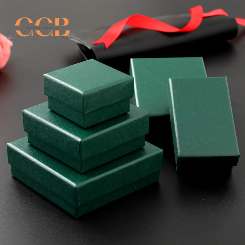 10pcs Dark Green Textured Jewelry Gift Boxes, Wholesale Packaging for Necklace, Earrings, Ring & Small Gifts