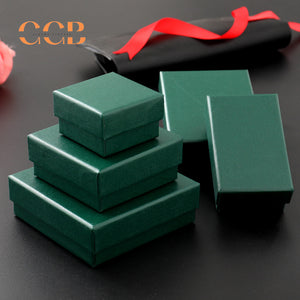 10pcs Dark Green Textured Jewelry Gift Boxes, Wholesale Packaging for Necklace, Earrings, Ring & Small Gifts
