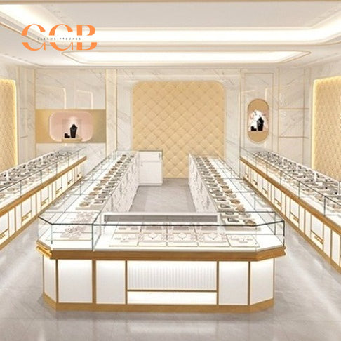 Luxury Glass Jewelry Display Cabinet, Floor Standing Storage with Drawers, Showcase for Jewelry Stores
