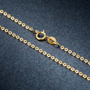18K Gold O Chain Necklace AU750, Adjustable 40-50cm Flash O Link Collarbone Chain for Pendant