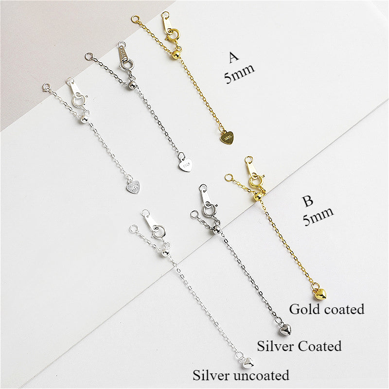 10pcs 5cm S925 Sterling Silver Heart Extension Chain
