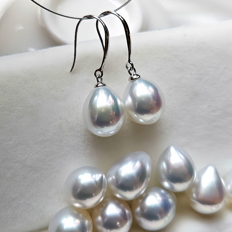 5A 8-13mm Australian White South Sea Pearl Drop Earrings