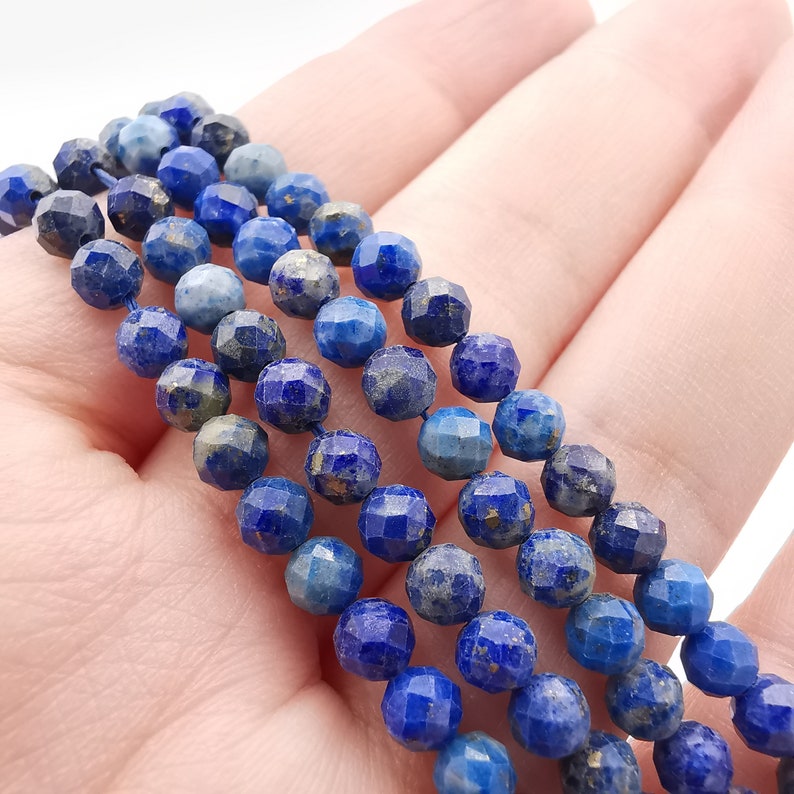 AA+ 5mm Faceted  Lapis lazuli beads