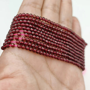 AA 3mm Round Faceted Garnet Beads