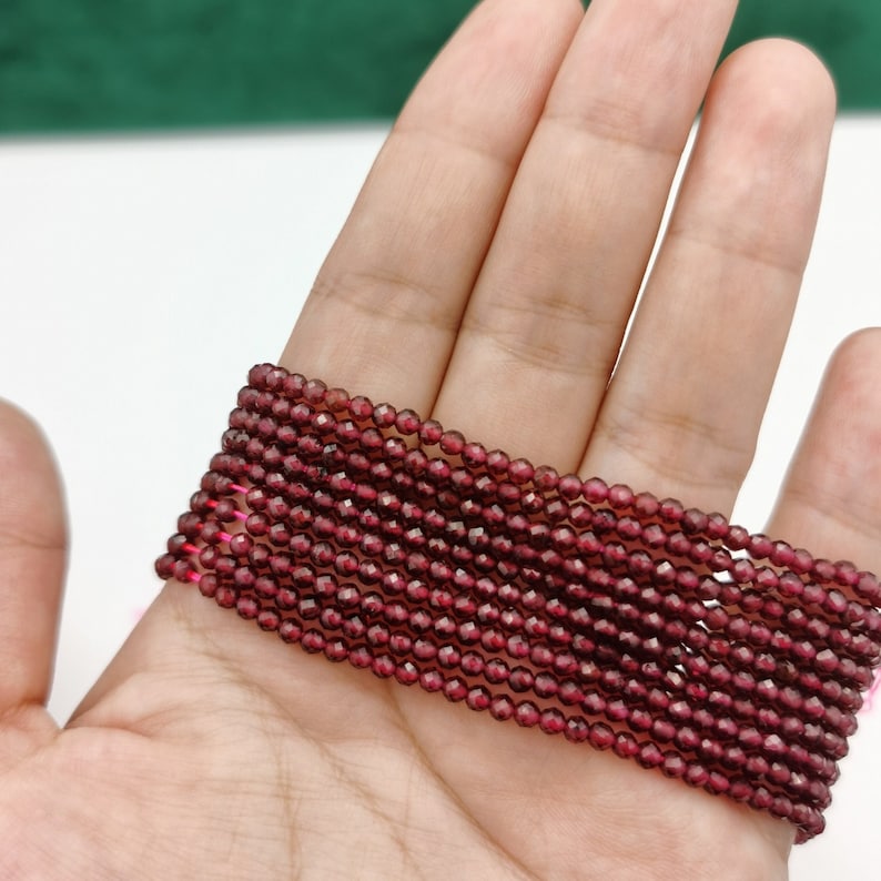 AA 3mm Round Faceted Garnet Beads