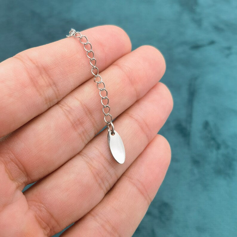 Oval Custom Engraved Extension Chain with Logo Tag