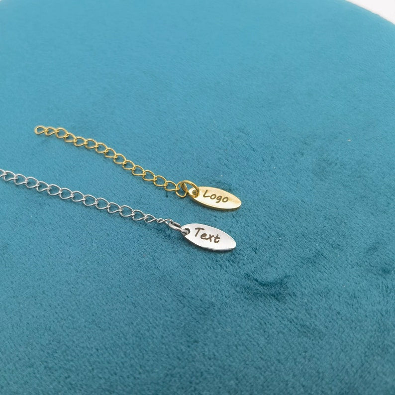 Oval Custom Engraved Extension Chain with Logo Tag