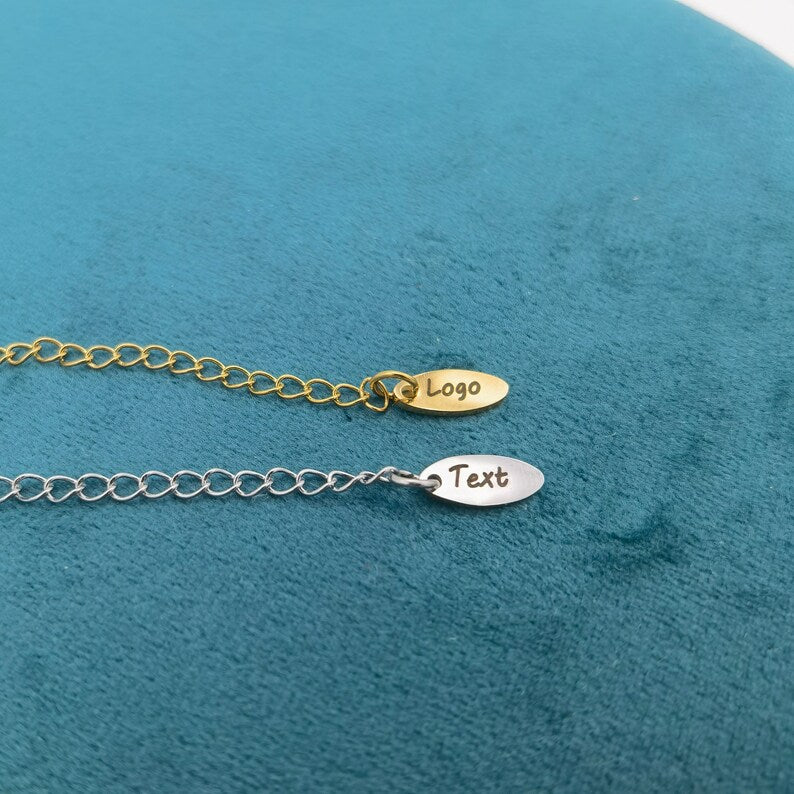 Oval Custom Engraved Extension Chain with Logo Tag