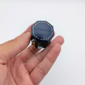 Blue Vintage Style Octagon Hexagon Ring Box