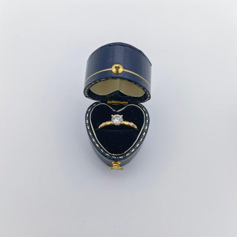Blue Vintage Heart Ring Box