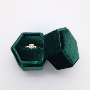 Green Single Slot Velvet Ring Box