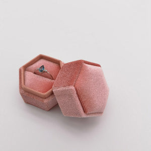 Rose Pink Single Slot Velvet Ring Box