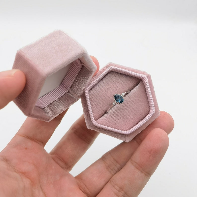 Light Pink Single Slot Velvet Ring Box