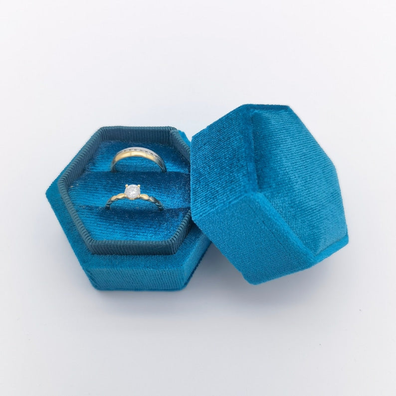 Sky Blue Velvet Ring Box