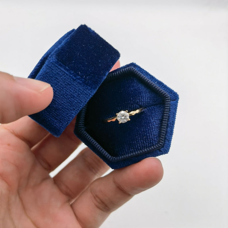 Royal Blue Single Slot Velvet Ring Box