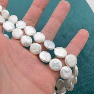 12-13mm white pearl coin beads, coin pearls