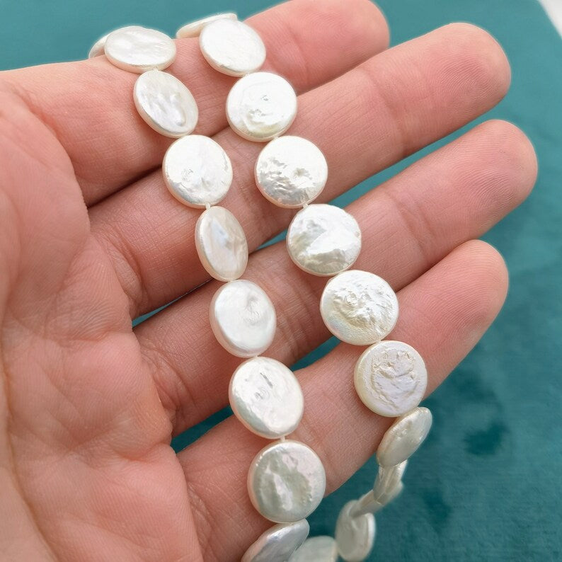 10-11 white pearl coin pearls, 30-34 pcs