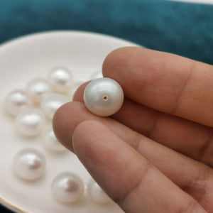 Aaaa 1pc half drilled 11.5-12mm button pearl