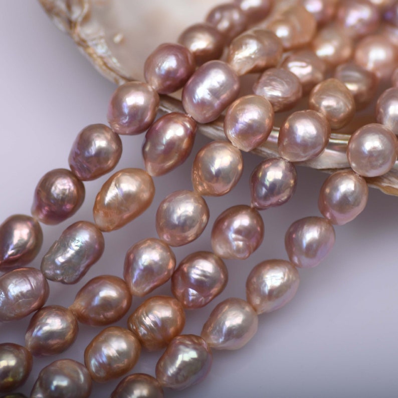 11-12mm mixed color natural freshwater baroque pearl strand