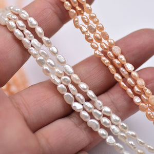 A+ 3-4mm oval nugget pearl strand