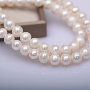 AA 9-10mm white round pearl pearl strand