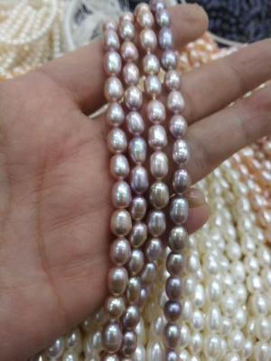 5-6mm high luster white rice pearl strand