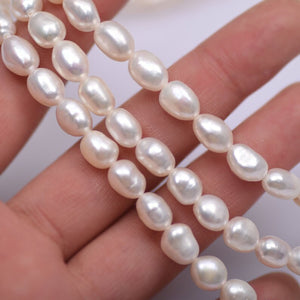 AA 7-8mm oval nugget white pearl