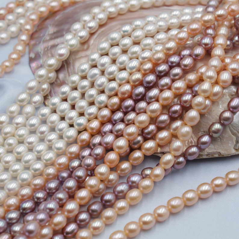 6-6.5mm high luster short rice pearl strand