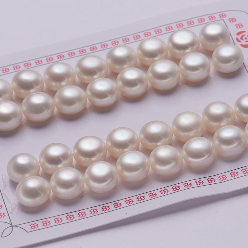 5A 2-13mm button pearl half drilled, loose pearl, Freshwater pearls, Loose button pearls, diy jewelry making, pearls