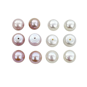 4A 3-13mm white button pearl half drilled