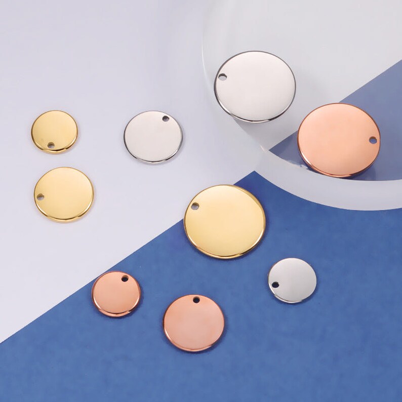 Personalized Stainless Steel Round Tags, 12mm 15mm 20mm Circle Disc Tags for Engraving
