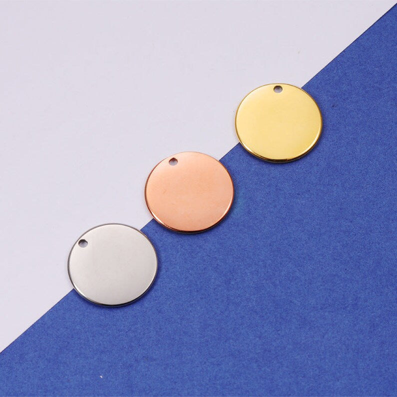 Personalized Stainless Steel Round Tags, 12mm 15mm 20mm Circle Disc Tags for Engraving