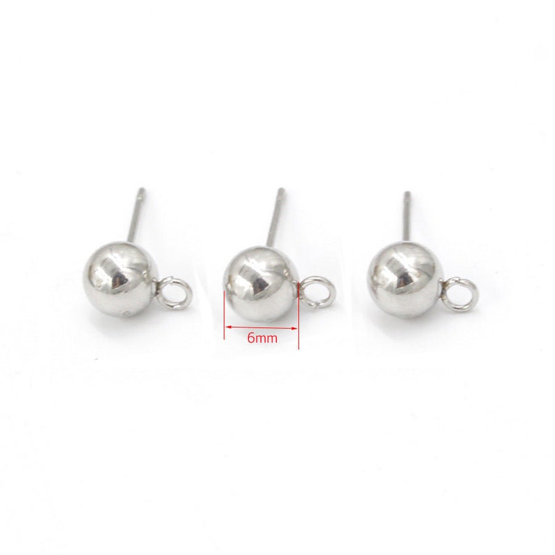 4mm & 6mm silver stainless steel round stud post