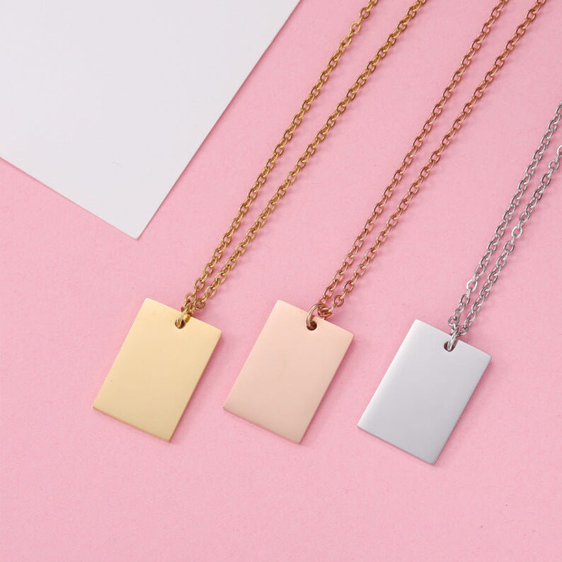 Mirror stainless steel square necklace