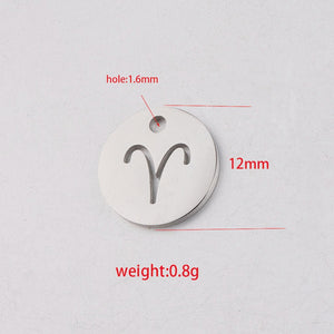 Mirror titanium 12mm single hole round hollow constellation jewelry accessories DIY geometric pendant