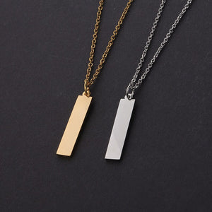 Stainless steel personalized geometric rectangular bar necklace