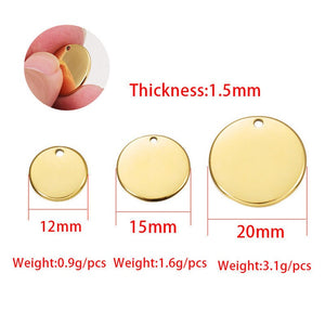 Personalized Stainless Steel Round Tags, 12mm 15mm 20mm Circle Disc Tags for Engraving