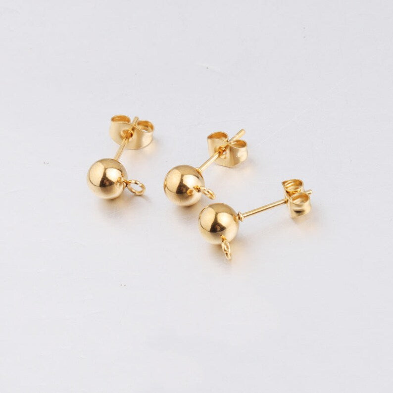 4mm & 6mm gold silver stainless steel round stud post