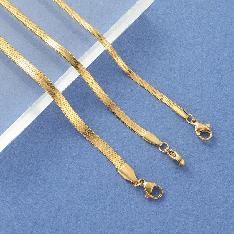 Stainless Steel Flat Snake Chain Bracelet