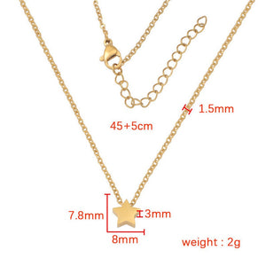 Stainless Steel Star Moon Love Heart Pendant Necklace