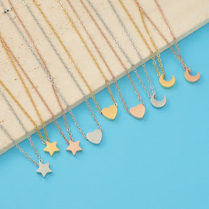 Stainless steel star moon love heart pendant necklace