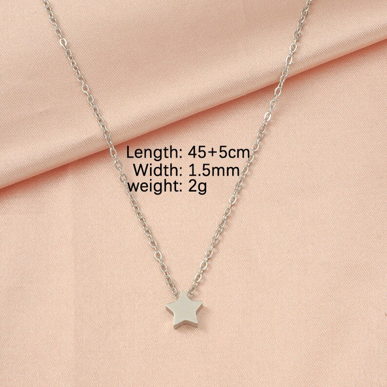 Stainless Steel Star Moon Love Heart Pendant Necklace