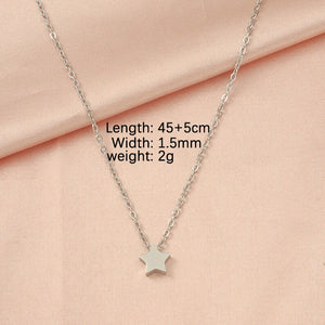 Stainless Steel Star Moon Love Heart Pendant Necklace