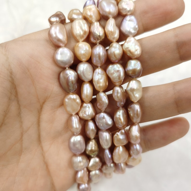 8-9mm Baroque large grain Flameball pearl, 38cm pearl strand