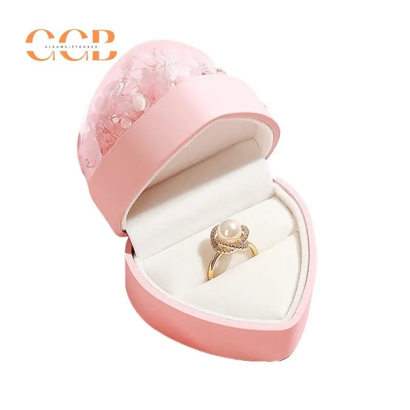 Blue Rose Flower Heart Ring Or Pendant Box