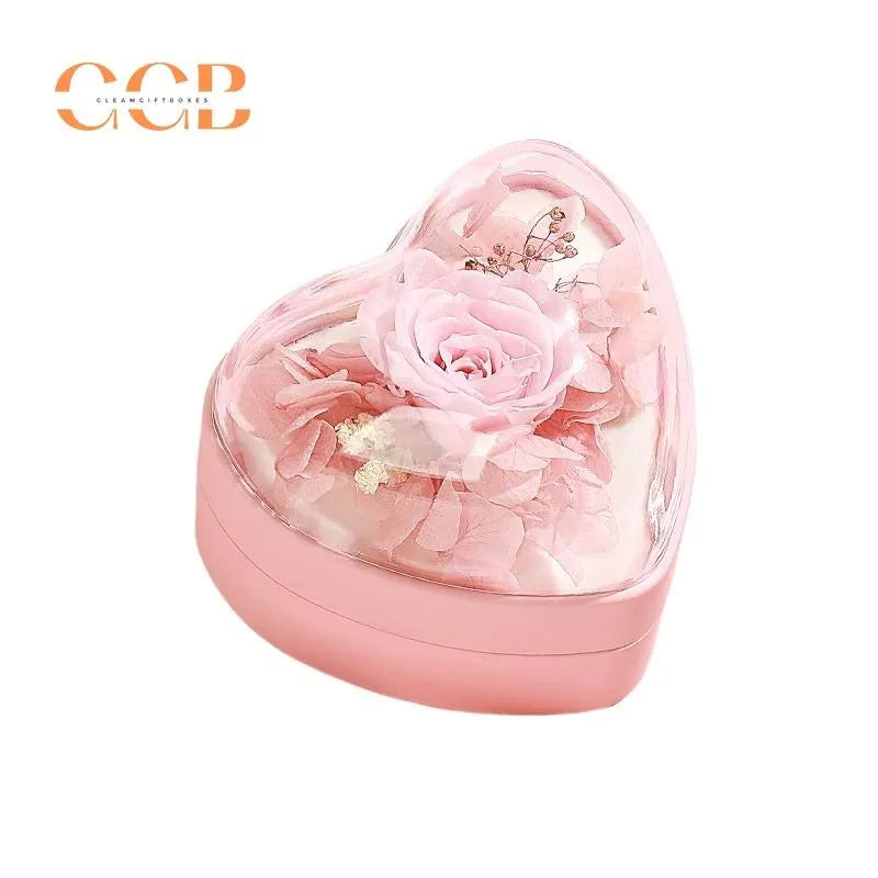 Blue Rose Flower Heart Ring Or Pendant Box