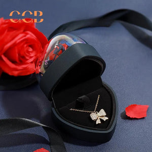 Blue Rose Flower Heart Ring Or Pendant Box