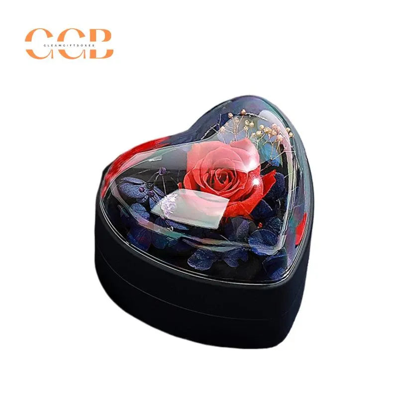 Blue Rose Flower Heart Ring Or Pendant Box